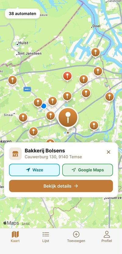 BroodZoeker kaartweergave